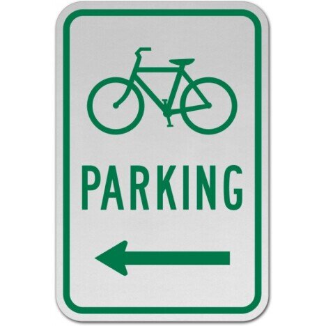 Bicycle Parking Left Arrow Sign